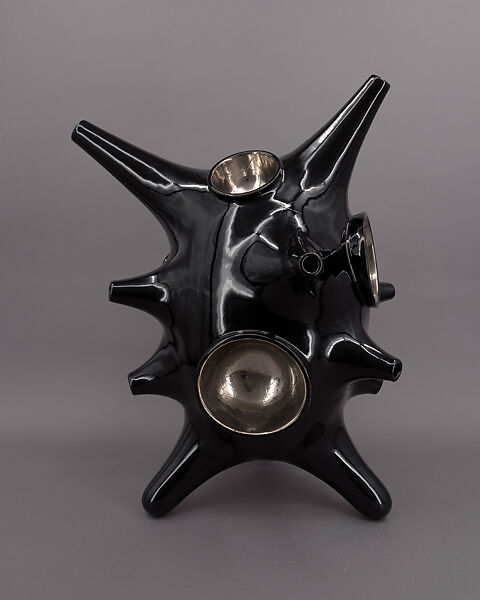 Standing Black Object No. 4, Michael Geersten (Danish, born Nakskov 1966), Earthenware, black glaze and platinum