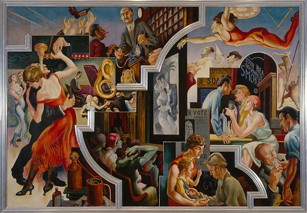 America Today, Thomas Hart Benton (American, Neosho, Missouri 1889–1975 Kansas City, Missouri), Ten panels: Egg tempera with oil glazing over Permalba on a gesso ground on linen mounted to wood panels with a honeycomb interior