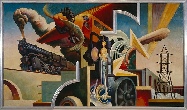 America Today, Thomas Hart Benton (American, Neosho, Missouri 1889–1975 Kansas City, Missouri), Ten panels: Egg tempera with oil glazing over Permalba on a gesso ground on linen mounted to wood panels with a honeycomb interior 