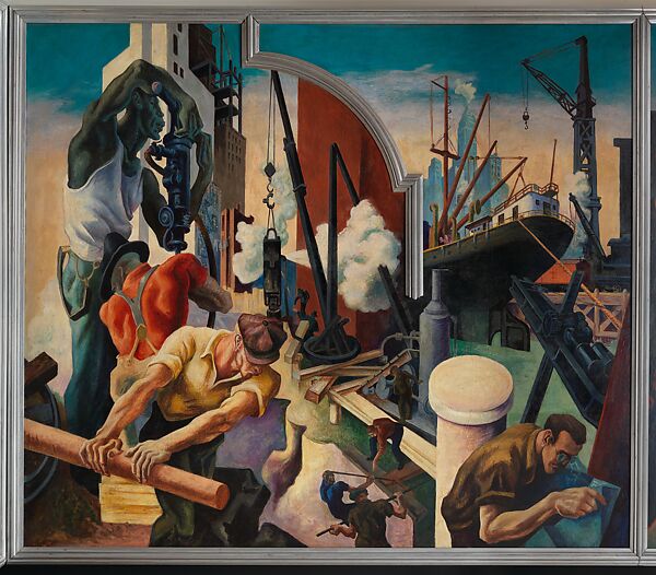 America Today, Thomas Hart Benton (American, Neosho, Missouri 1889–1975 Kansas City, Missouri), Ten panels: Egg tempera with oil glazing over Permalba on a gesso ground on linen mounted to wood panels with a honeycomb interior
