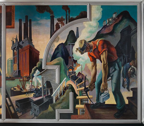 America Today, Thomas Hart Benton (American, Neosho, Missouri 1889–1975 Kansas City, Missouri), Ten panels: Egg tempera with oil glazing over Permalba on a gesso ground on linen mounted to wood panels with a honeycomb interior