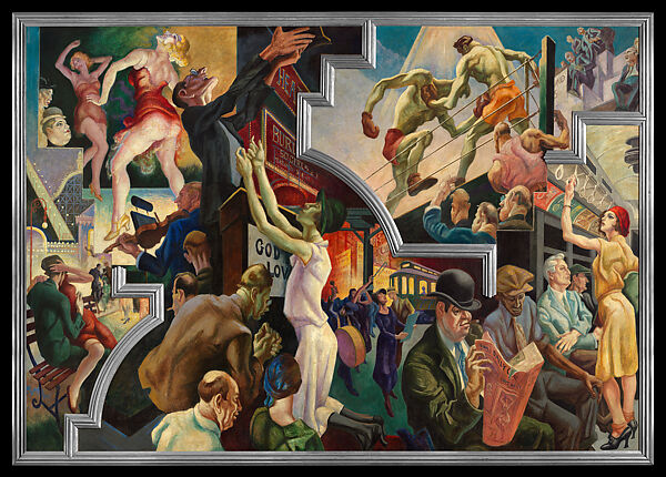 America Today, Thomas Hart Benton (American, Neosho, Missouri 1889–1975 Kansas City, Missouri), Ten panels: Egg tempera with oil glazing over Permalba on a gesso ground on linen mounted to wood panels with a honeycomb interior