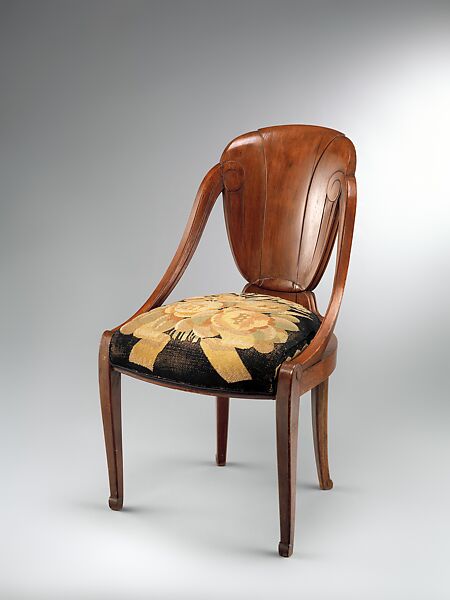 “David-Weill” Chair (model no. 45), with “Tulipes et Œillets” (Tulips and Carnations, possibly pattern no. 2513) Upholstery, Louis Süe (French, Bordeaux 1875–1968 Paris), Palisander, oak, wool 