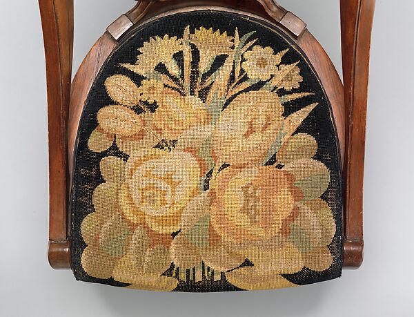 "David-Weill" Chair (model no. 45), with "Tulipes et Œillets" (Tulips and Carnations, possibly pattern no. 2513) Upholstery, Louis Süe (French, Bordeaux 1875–1968 Paris), Mahogany, oak, wool