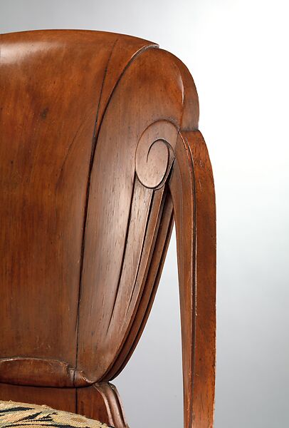 "David-Weill" Chair (model no. 45), with "Tulipes et Œillets" (Tulips and Carnations, possibly pattern no. 2513) Upholstery, Louis Süe (French, Bordeaux 1875–1968 Paris), Mahogany, oak, wool