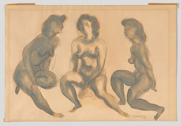 Women, Chaim Gross (American (born Austria), Wolow 1904–1991 New York), Watercolor and graphite on paper 