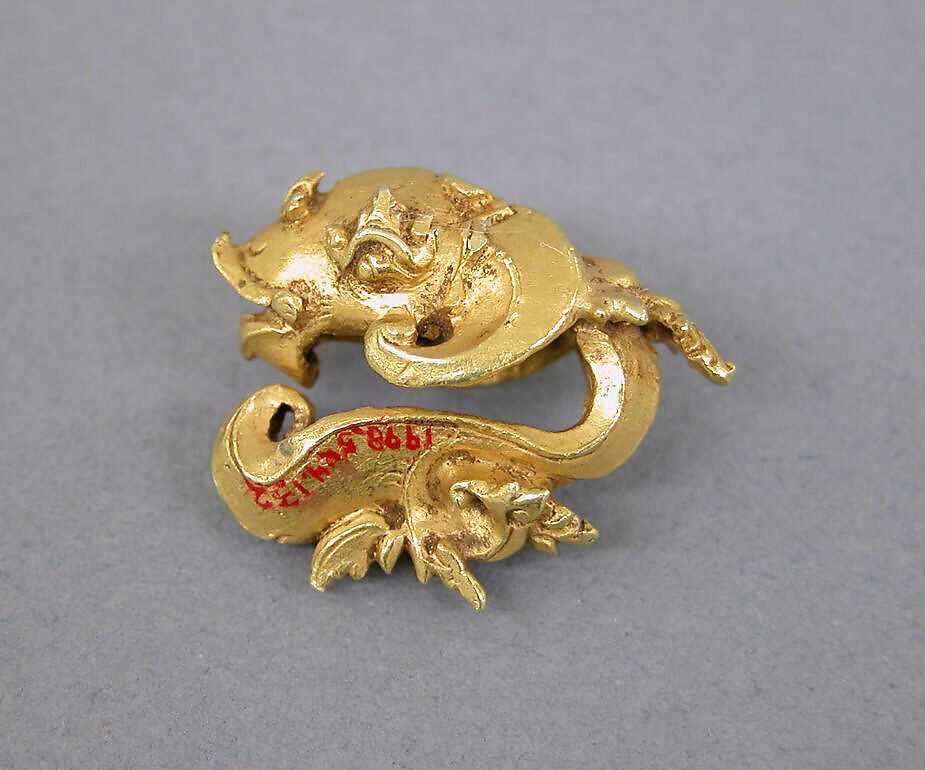 Ear Ornament with Ram's Head, Gold, Indonesia (Java)