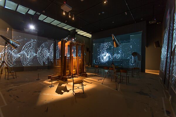 The Refusal of Time, William Kentridge (South African, born Johannesburg, 1955), Five-channel digital video installation, black-and-white and color, sound, 30 min.; steel megaphones, and a breathing machine (“elephant”)