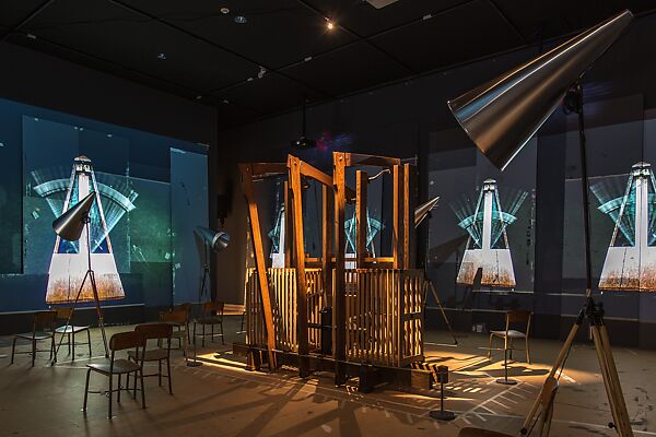 The Refusal of Time, William Kentridge (South African, born Johannesburg, 1955), Five-channel digital video installation, black-and-white and color, sound, 30 min.; steel megaphones, and a breathing machine (“elephant”)