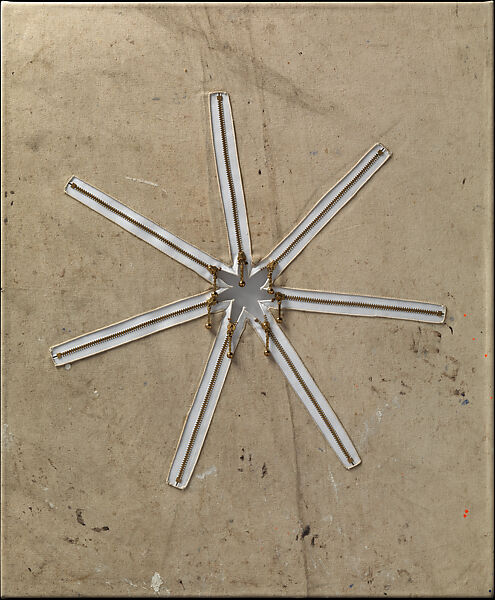 Lot 010907 (7wl), Donald Moffett (American, born San Antonio, Texas, 1955), Oil,alkyd, rayon, plated nickel and polyvinyl acetate on canvas 