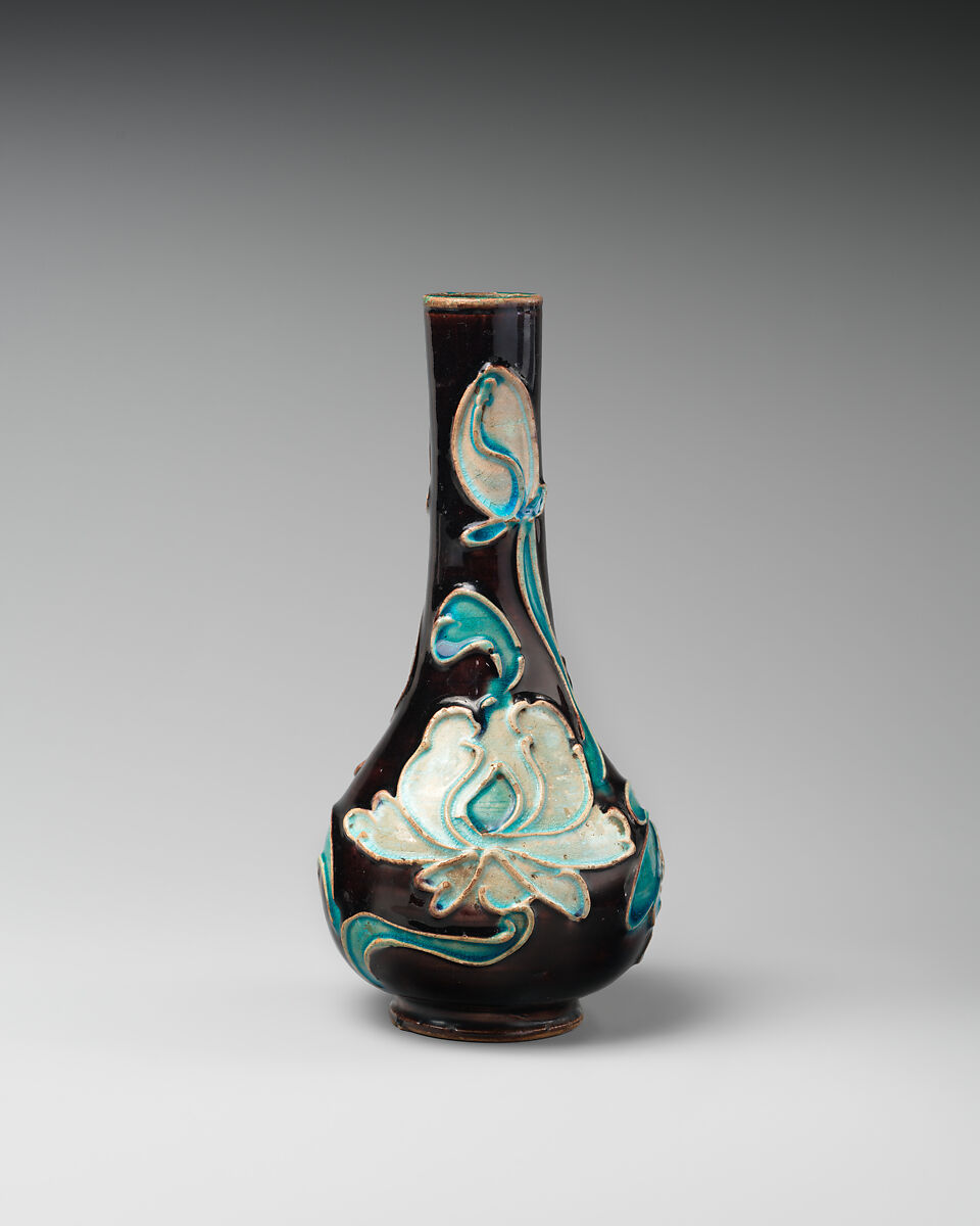 Vase, Stoneware with cloisonné-style decoration, China