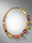 "Boxes and Components" Necklace, Helen Britton  Australian, Gold plated silver, plastic polymer, and found objects