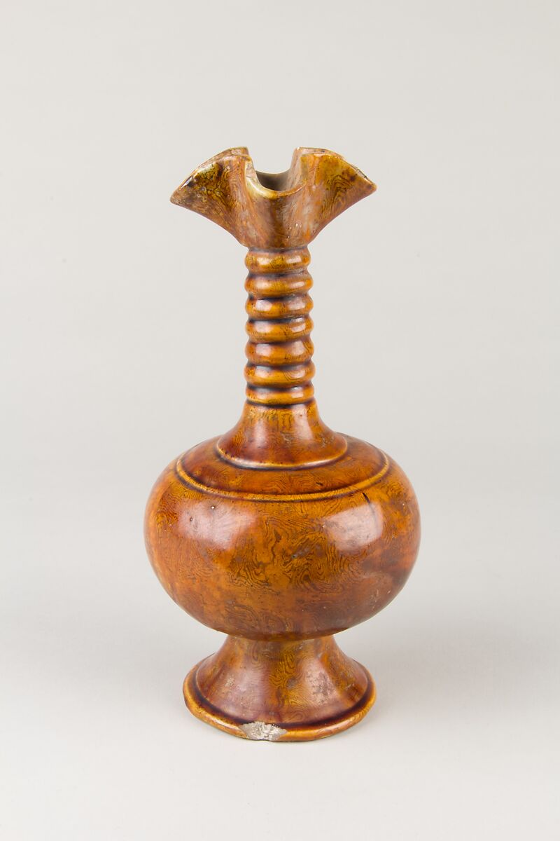 Vase, Marbled earthenware with amber glaze, China