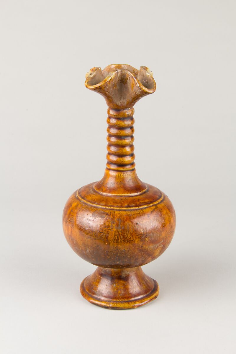 Vase, Marbled earthenware with amber glaze, China 