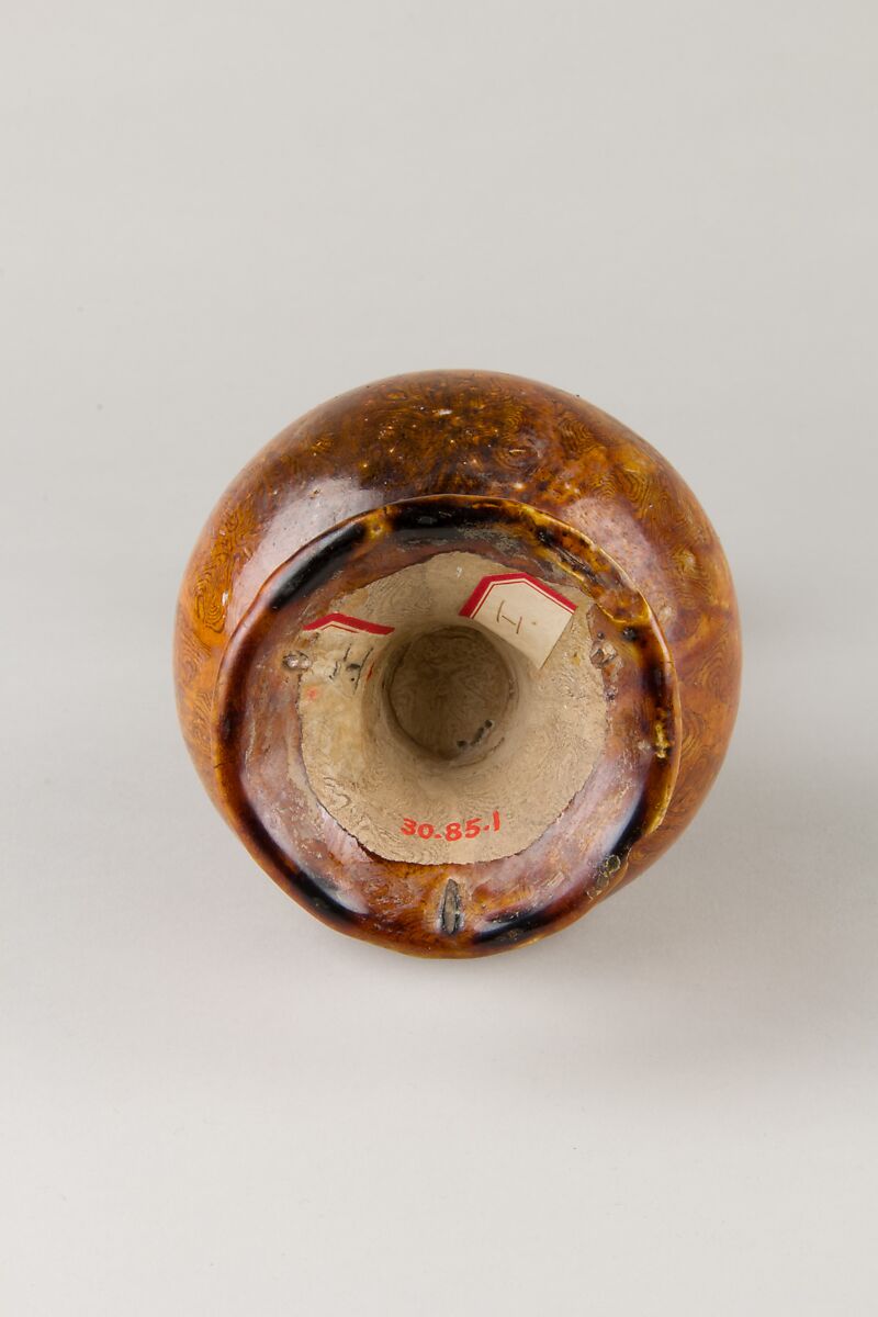 Vase, Marbled earthenware with amber glaze, China