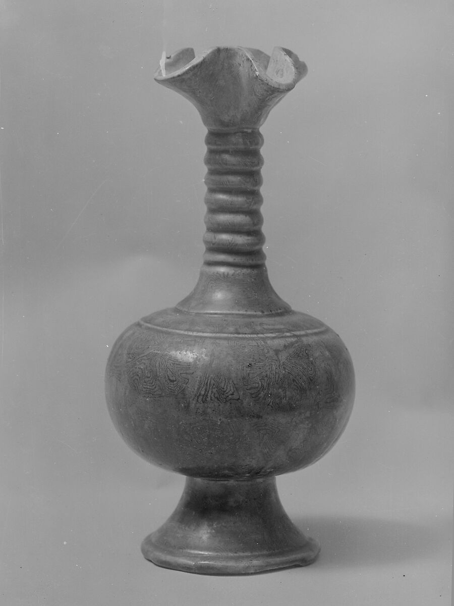 Vase, Marbled earthenware with amber glaze, China