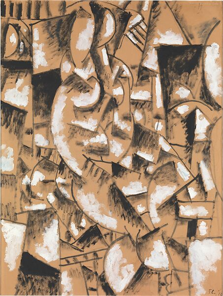 Composition (Study for "Nude Model in the Studio"), Fernand Léger (French, Argentan 1881–1955 Gif-sur-Yvette), Oil, gouache, and ink on paper on tan wove paper; subsequently mounted to Masonite 