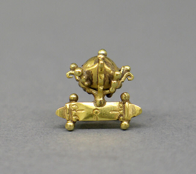 Pair of Ear Clips with Gold Bead in Prong Mount, Gold, Indonesia (Java) 