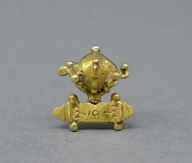 Pair of Ear Clips with Gold Bead in Prong Mount, Gold, Indonesia (Java)