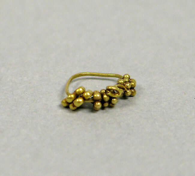 Pair of Ear Clips with Granulate Clusters on Hoops, Gold, Indonesia (Java) 