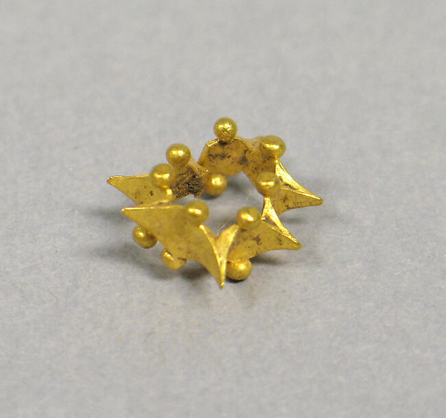Pair of Ear Clips of Alternating Spires and Beads, Gold, Indonesia (Java) 