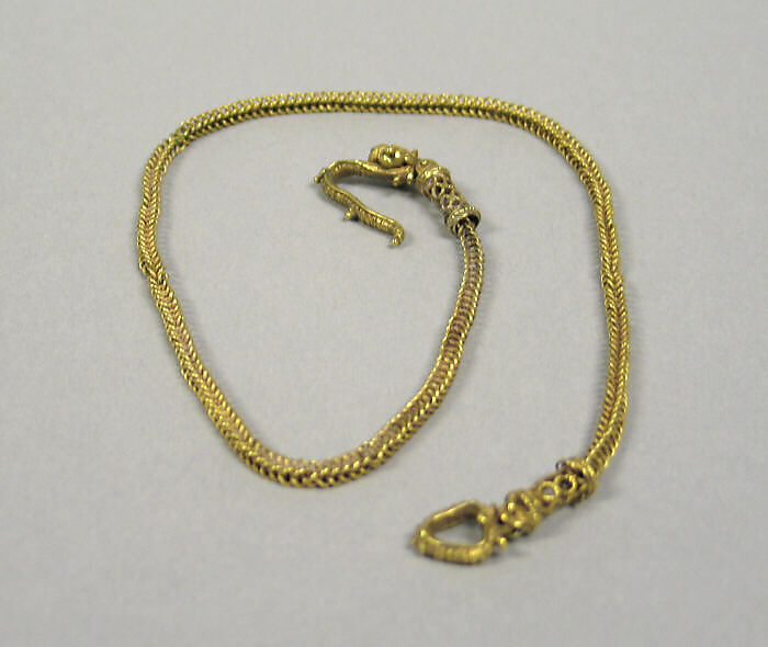Braided Wire Chain with Clasp, Gold, Indonesia (Java) 