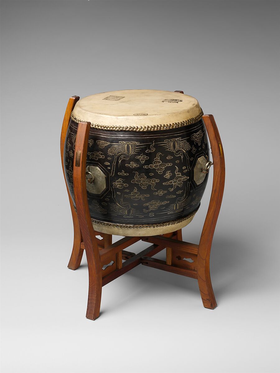 Tánggǔ (堂鼓), Elevated Tone Workshop, Guangzhou (Canton), Wood, oxhide, lacquer, brass, teak, Chinese 