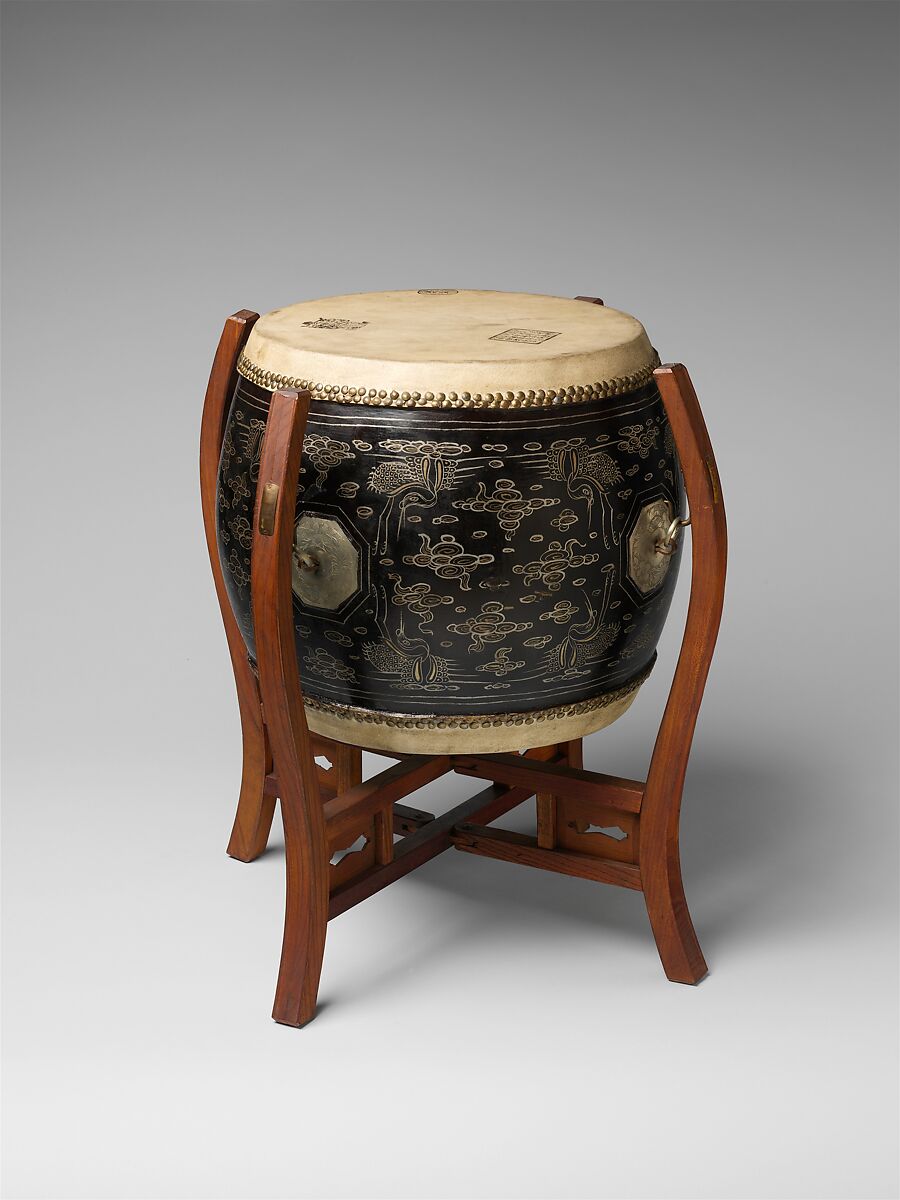 Tánggǔ (堂鼓), Elevated Tone Workshop, Guangzhou (Canton), Wood, oxhide, lacquer, brass, teak, Chinese