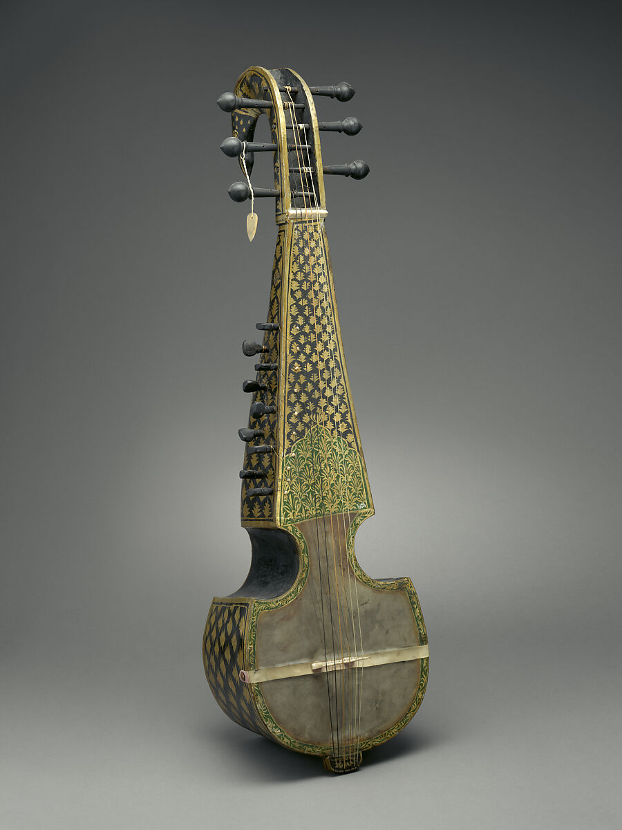 Sarod, Dun wood, parchment, wire & gut, Indian (northwest) 