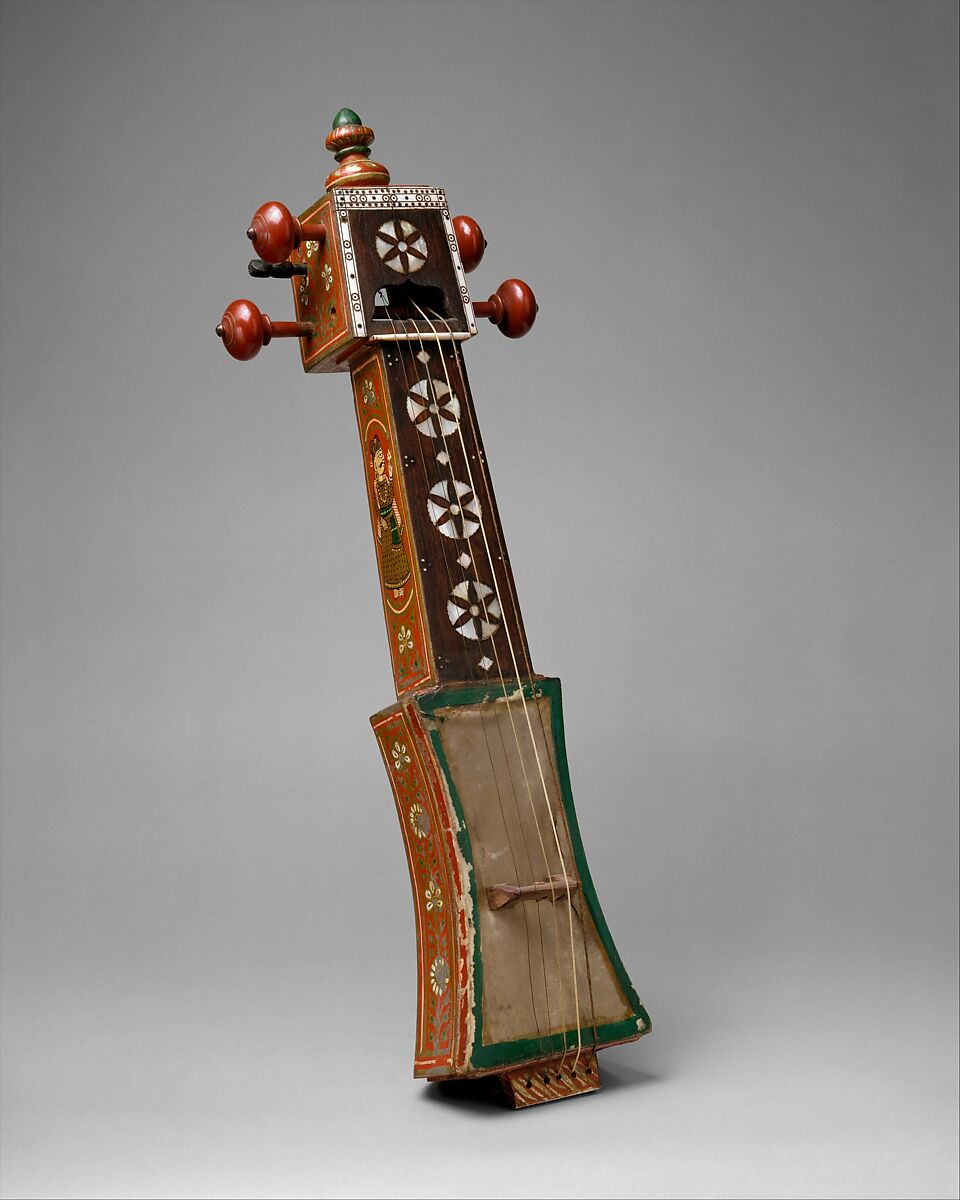 Sarangi, Wood, metal, parchment, horsehair, mother-of -pearl, ivory, paint, Indian (Gujarat)
