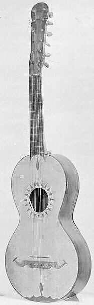 Guitar, wood, brass, Portuguese 