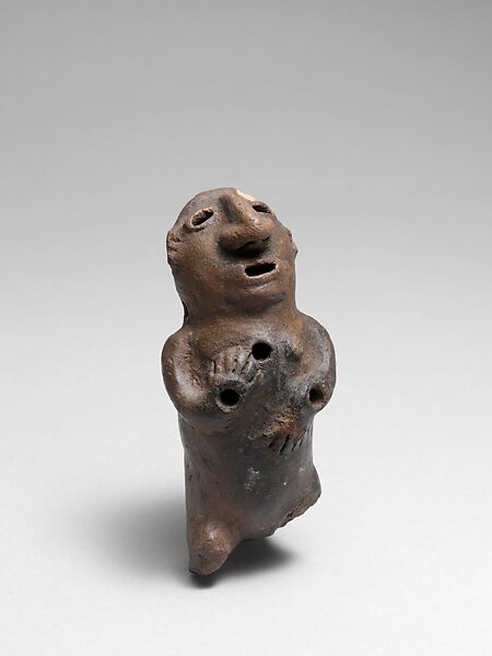 Pottery Whistle and Rattle, Clay, Costa Rican 