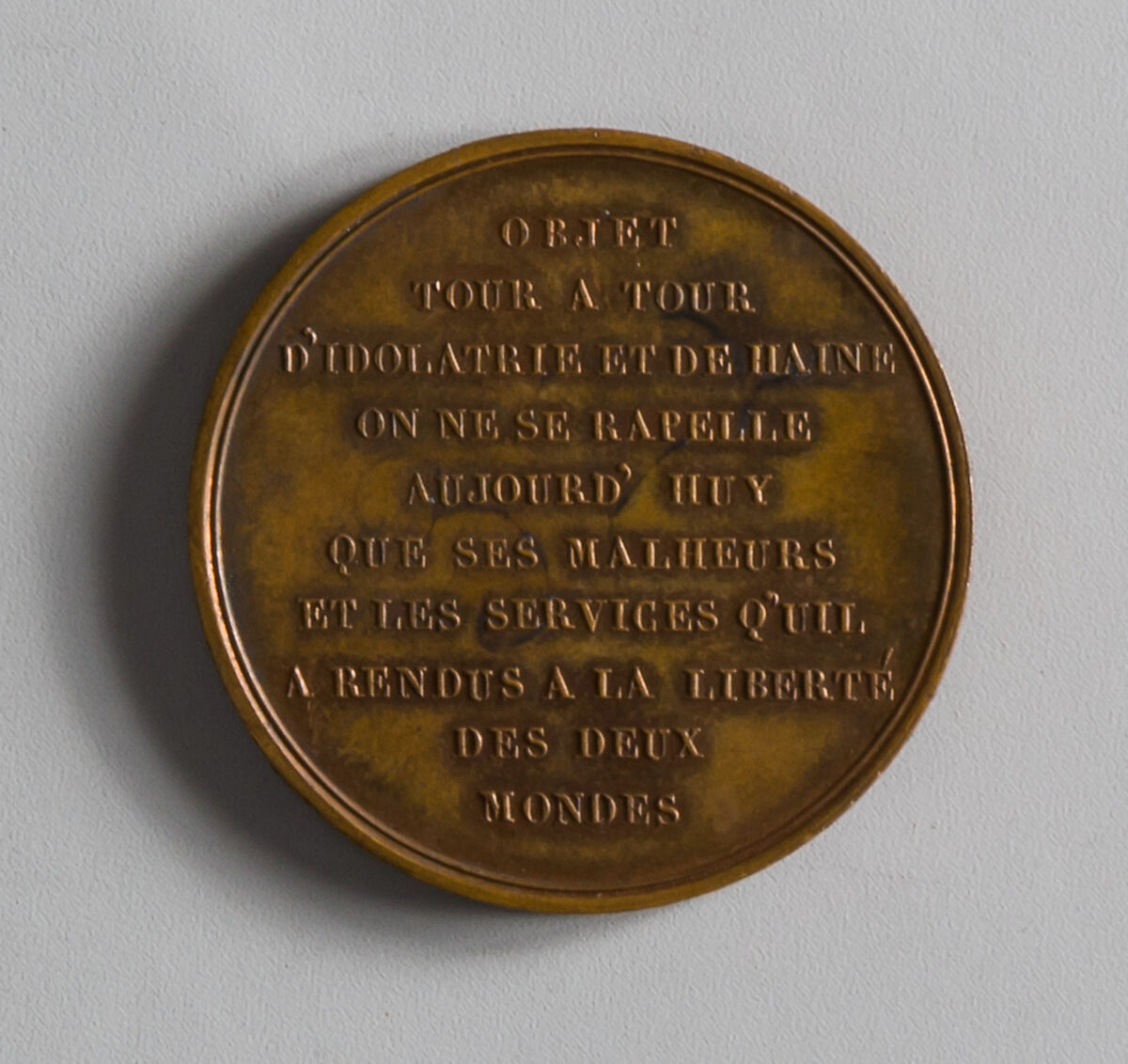 Medal of the Marquis de Lafayette, Bronze
