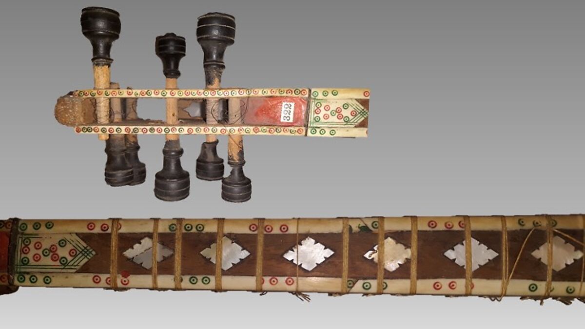 Tār, Wood, bladder?, bone, mother-of-pearl, Iranian (Persian)