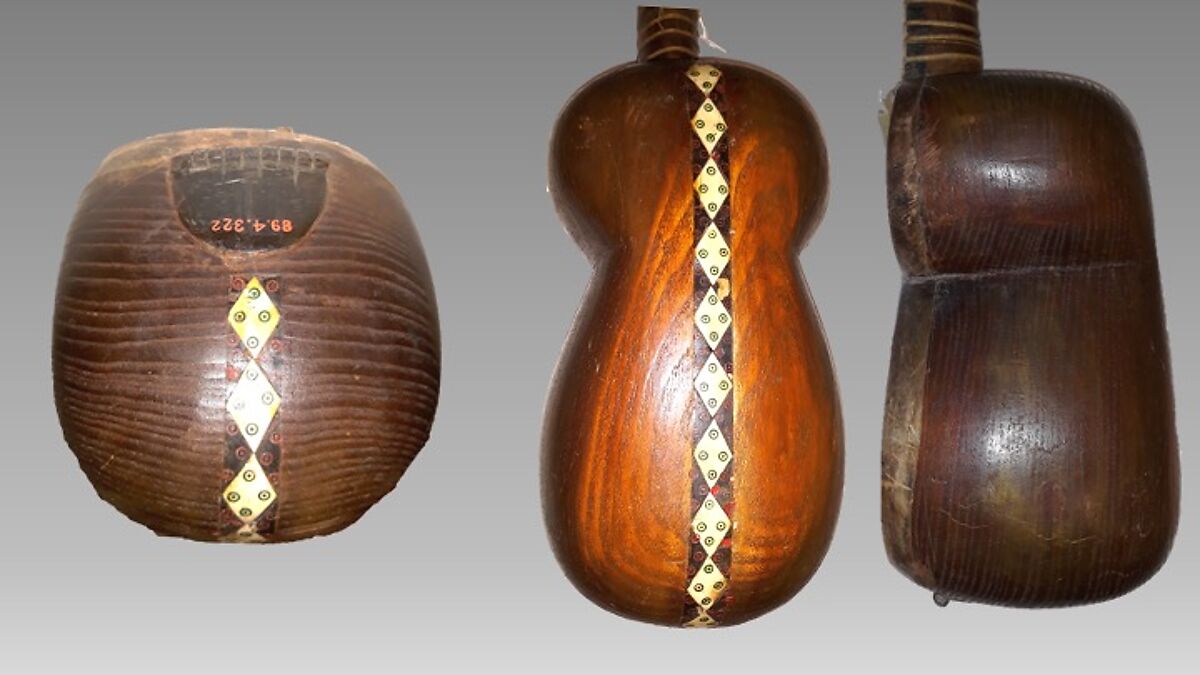 Tār, Wood, bladder?, bone, mother-of-pearl, Iranian (Persian)