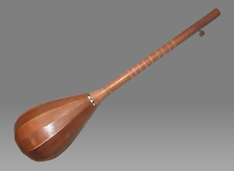 Tanbūr, mulberry, walnut, mother-of-pearl, camel bone, wire, Iranian (Persian)