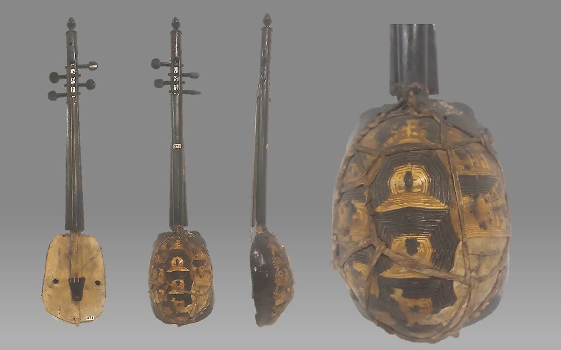 Stringed Instrument, Turtle shell and wood, 4 strings., Arabian 