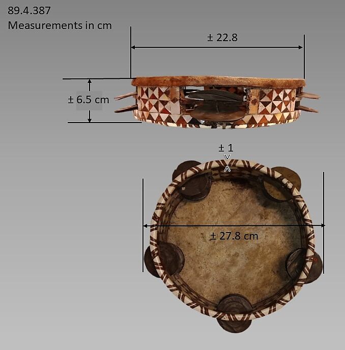 Riqq, Wood, mother-of-pearl, bone, hide, Syrian