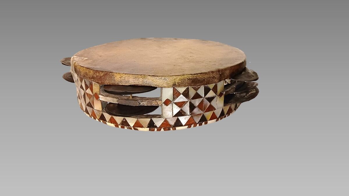 Riqq, Wood, mother-of-pearl, bone, hide, Syrian