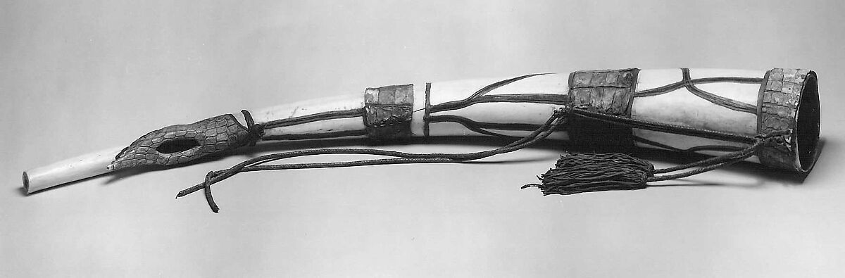 Horn, Ivory, leather, reptile skin, possibly Congolese