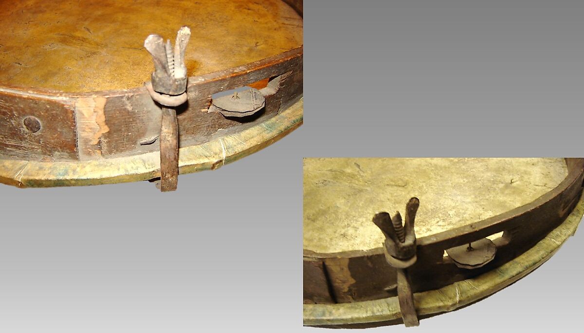 Tambourine, Wood, parchment, metal, United States