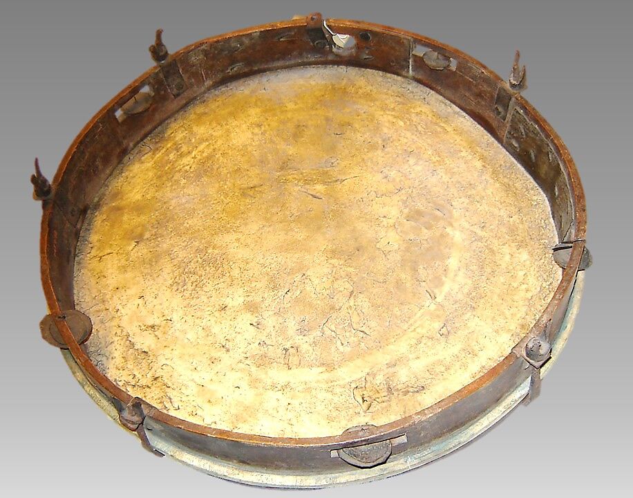 Tambourine, Wood, parchment, metal, United States 