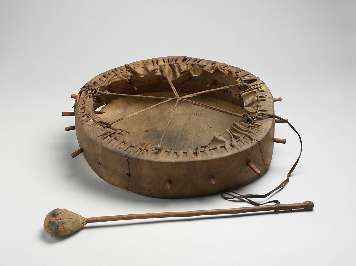 Frame Drum, wood, various materials, Native American (Teton Dakota)