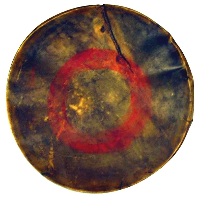 Frame Drum, Shonshone / Shoshonean, wood (ash?), skin (sheepskin), Native American (Shoshone)