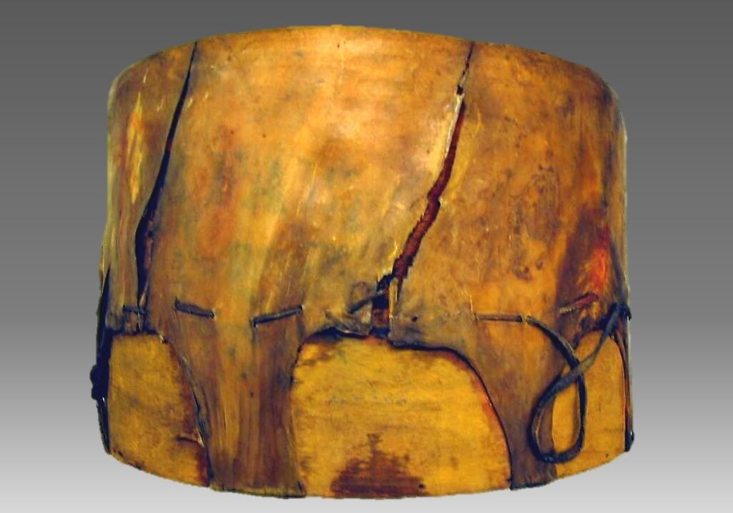 Frame Drum, Shonshone / Shoshonean, wood (ash?), skin (sheepskin), Native American (Shoshone) 