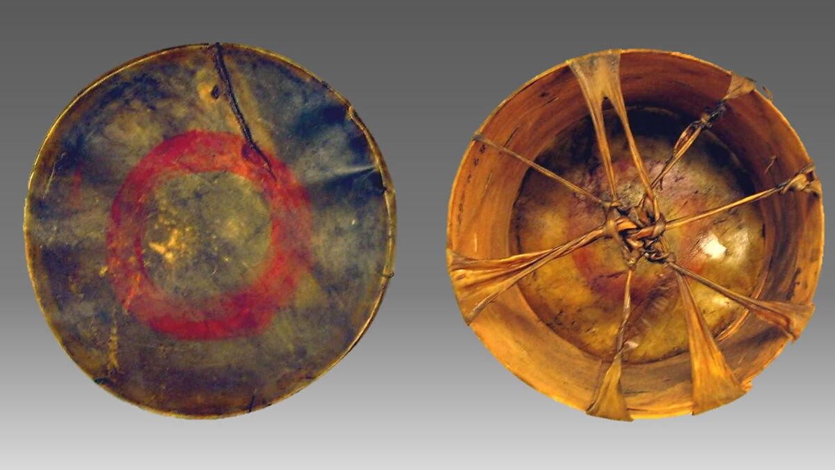 Frame Drum, Shonshone / Shoshonean, wood (ash?), skin (sheepskin), Native American (Shoshone)
