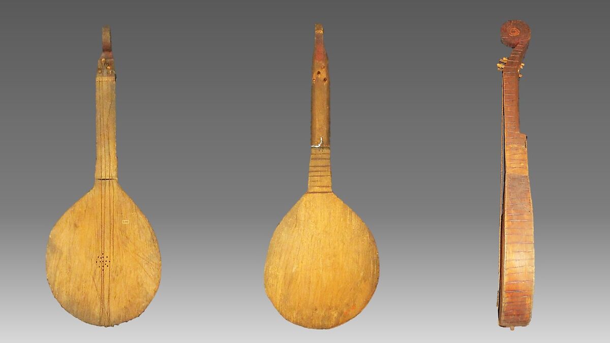 Lute, Wood, sinew, Native American (Yakutat Tlingit) 