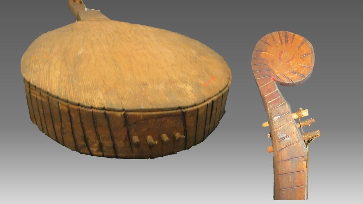 Lute, Wood, sinew, Native American (Yakutat Tlingit)