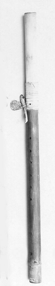 Flute (end blown flute), Wood, skin, shell, beads, Native American (Apache)