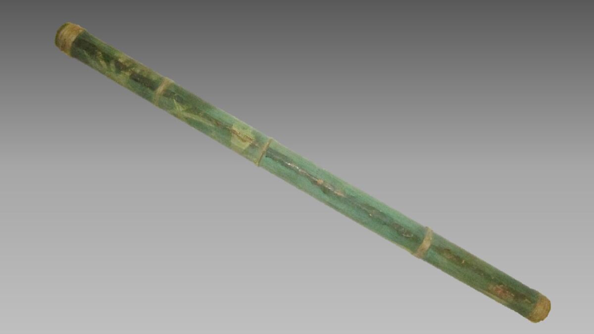 Flute, Wood, polychrome, sinew, Native American (Apache)